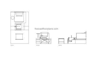pedicure station autocad drawing, plan and elevation 2d views, dwg file free for download