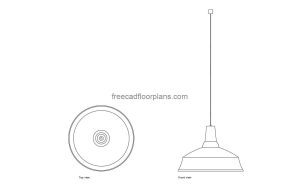 pendant heating lamp autocad drawing, plan and elevation 2d views, dwg file free for download