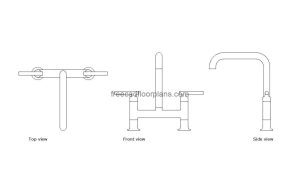 Purist k-7547 modern bathroom faucet autocad 2d drawing, all 2d views, plan and elevation, dwg file free for download