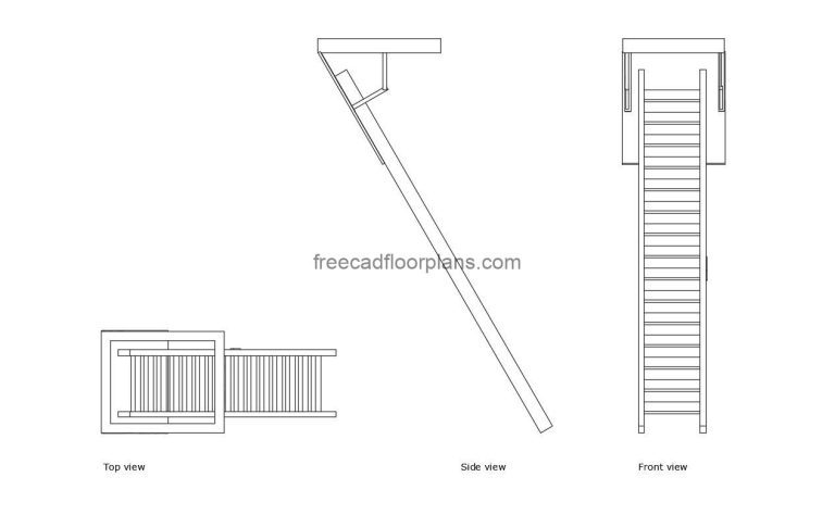 Retractable Ladder, AutoCAD Block