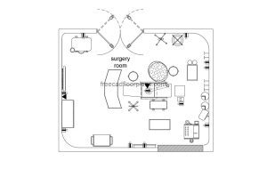 surgery room autocad drawing, plan 2d view, dwg file free for download