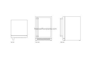 viking undercounter refrigerator autocad drawing, plan and elevation 2d views, dwg file free for download
