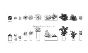 10 planters autocad drawing, plan and elevation 2d views, dwg file free for download