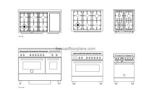 bertazzoni range autocad drawing, plan and elevation 2d views, dwg file free for download