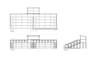 bleachers autocad drawing, plan and elevation 2d views, dwg file free for download