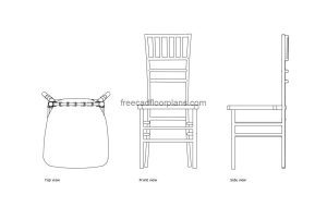 chiavari chair autocad drawing, plan and elevation 2d views, dwg file free for download
