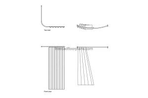 curved shower curtain rod autocad drawing plan and elevation 2d views, dwg file free for download