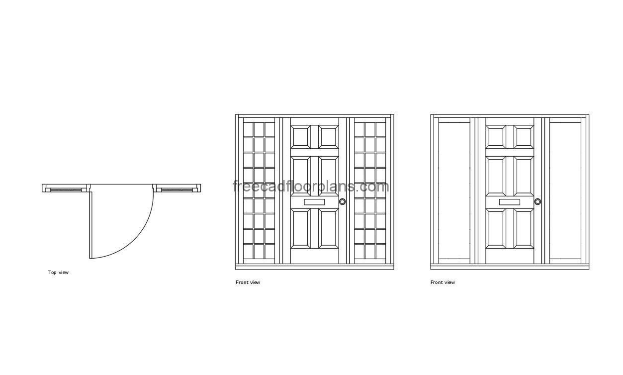 Door With Sidelights - Free CAD Drawings