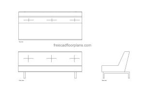 ikea balkarp sleeper sofa autocad drawing, plan and elevation 2d views, dwg file free for download