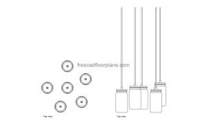 mason jar light fixture autocad drawing, plan and elevation 2d views, dwg file free for download