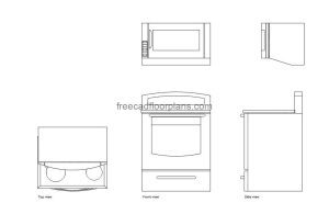 microwave above range autocad drawing, plan and elevation 2d views, dwg file free for download