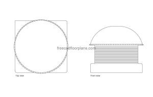 mushroom exhaust fan autocad drawing, plan and elevation 2d views, dwg file free for download
