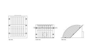 scupper drain aurocad drawing, plan and elevation 2d views, dwg file free for download