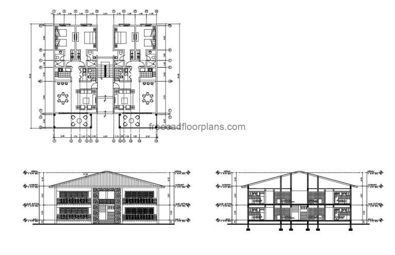 Two-Story Residential Apartment, AutoCAD Plan