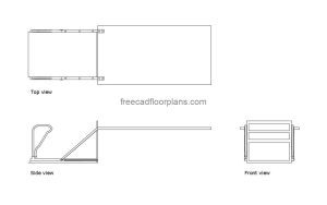 wheelchair lift autocad drawing, plan and side elevation 2d views, dwg file free for download