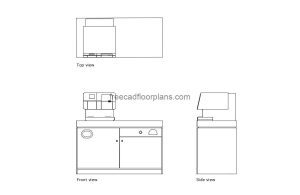 barista machine autocad drawing, plan and elevation 2d views, dwg file free for download