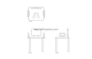 bath seat chair autocad drawing, plan and elevation 2d views, dwg file free for download