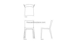 bellini chair autocad drawing, plan and elevation 2d views, dwg file free for download