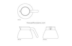 coffee server autocad drawing, plan and elevation 2d views, dwg file free for download