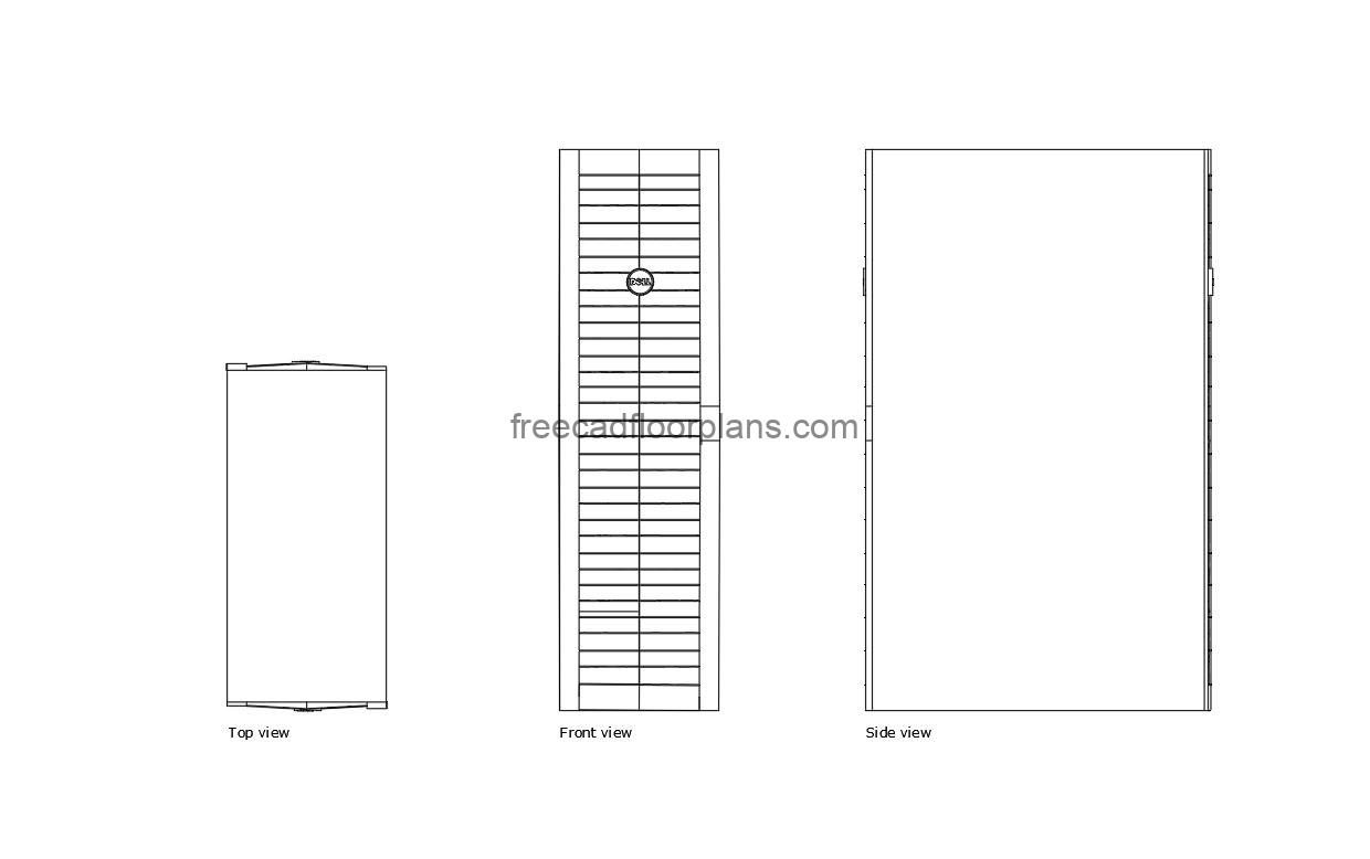 dell server rack autocad drawing, plan and elevation 2d views, dwg file free for download