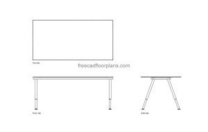 ikea galant desk autocad drawing, plan and elevation 2d views, dwg file free for download