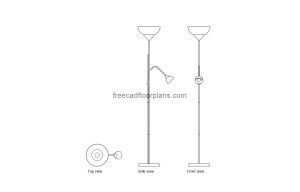 ikea tagarp floor lamp autocad drawing, plan and elevation 2d views, dwg file free for download