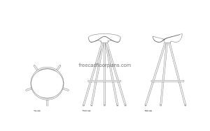 jamaica barstool autocad drawing, plan and elevation 2d views, dwg file free for download