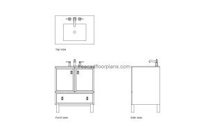 kohler bath vanity autocad drawing, plan and elevation 2d views, dwg file free for download