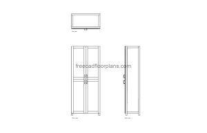 linen closet autocad drawing, plan and elevation 2d views, dwg file free for download