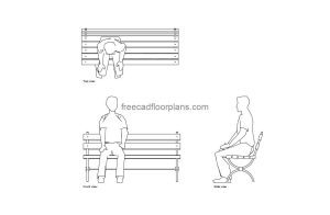 person sitting on autocad drawing, plan and elevation 2d views, dwg file free for download