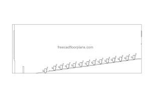 raked seating section autocad drawing, section 2d view for free download, dwg file