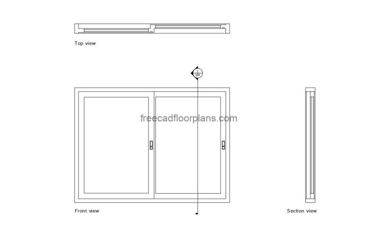Sliding Window With Section, AutoCAD Block