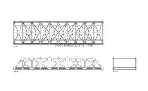 steel bridge autocad drawing, plan and elevation 2d views, dwg file free for download