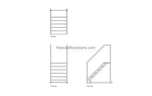 warehouse ladder autocad drawing, plan and elevation 2d views, dwg file free for download