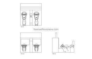 arcade motorcycle autocad drawing, plan and elevation 2d views, dwg file free for download