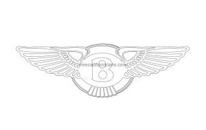 bentley logo autocad drawing, plan and elevation 2d views, dwg file free for download