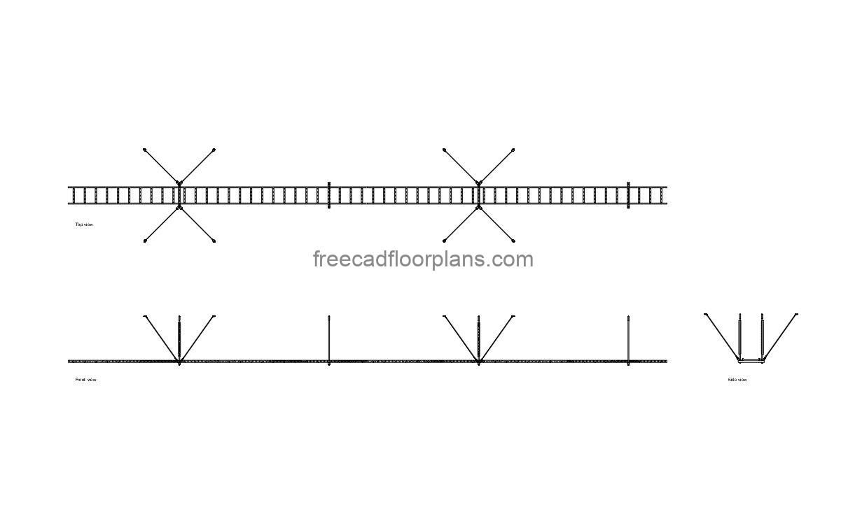 cable tray autocad drawing, plan and elevation 2d views, dwg file for free download