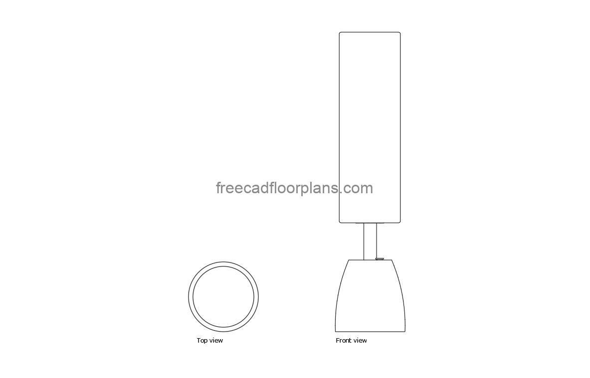 freestanding punching bag autocad drawing, plan and elevation 2d views, dwg file free for download