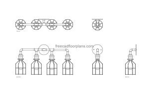 industrial wall sconce autocad drawing, plan and elevation 2d views, dwg file free for download