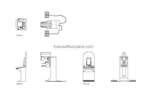mammography machine autocad drawing, plan and elevation 2d views, dwg file free for download