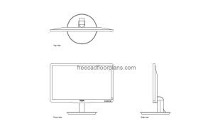 philips led monitor autocad drawing, plan and elevation 2d views, dwg file free for download