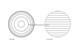 pilates ball autocad drawing, plan and elevation 2d views, dwg file free for download