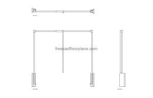 pull down hanger autocad drawing, plan and elevation 2d views, dwg file free for download