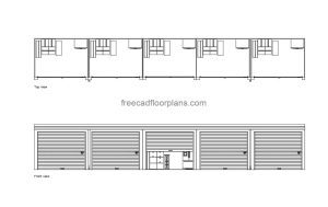 self storage autocad drawing, plan and elevation 2d views, dwg file for free download