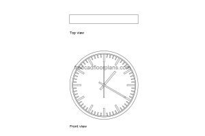 skarig wall clock autocad block, plan and elevation 2d views, dwg file free for download