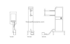 spot welding machine autocad drawing, plan and elevation 2d views, dwg file free for download
