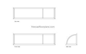sushi display case autocad drawing,, plan and elevation 2d views, dwg file free for download