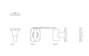 thumb turn door lock autocad drawing, plan and elevation 2d views, dwg file free for download