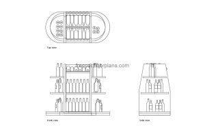 wine display gondola autocad drawing, plan and elevation 2d views, dwg file free for download