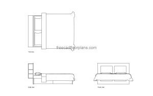 Ikea bed brimnes autocad drawing, plan and elevation 2d views, dwg file free for download
